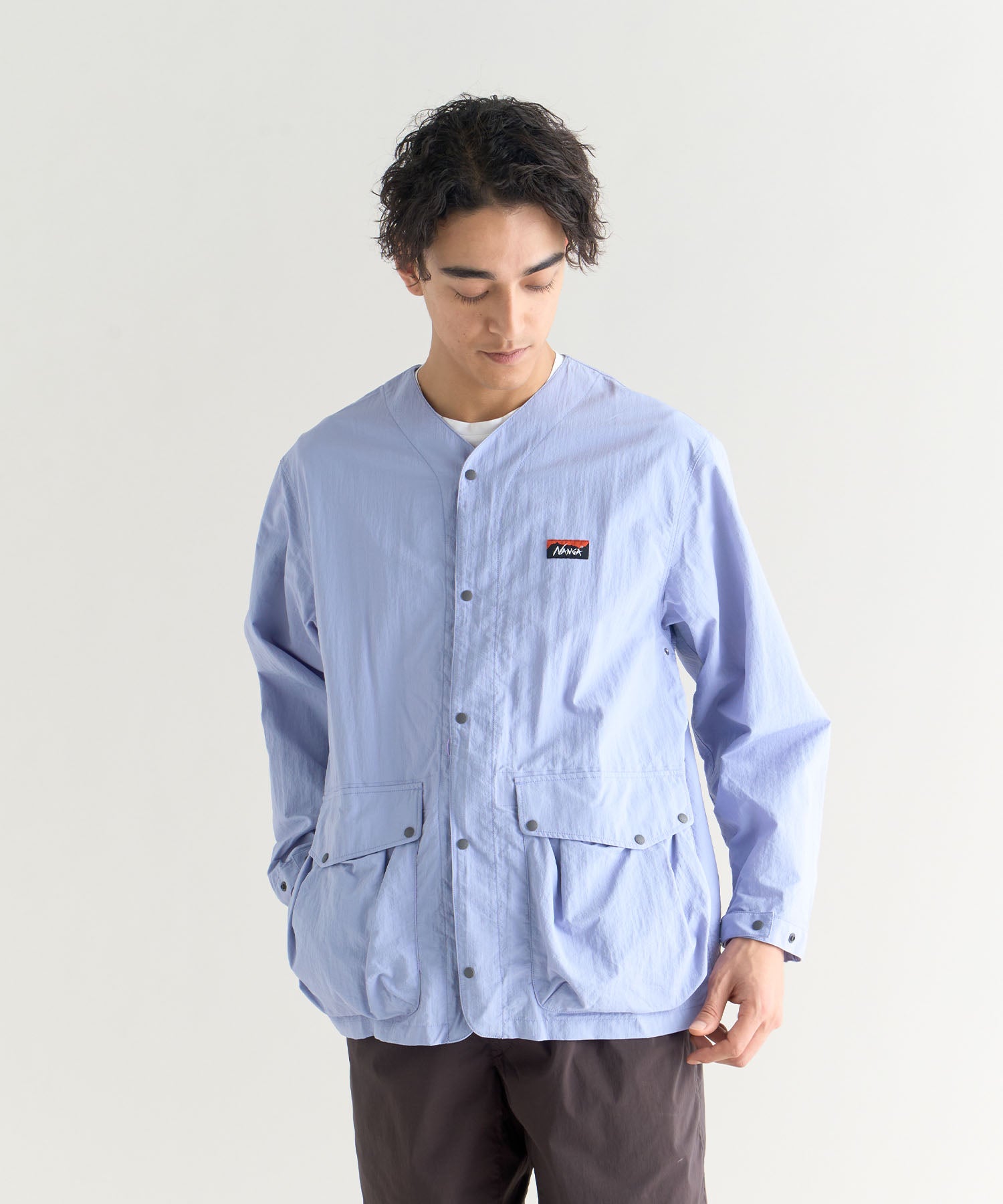 NYLON TUSSER NO COLLAR JACKET(MEN)ナイロンタッサー ノー
