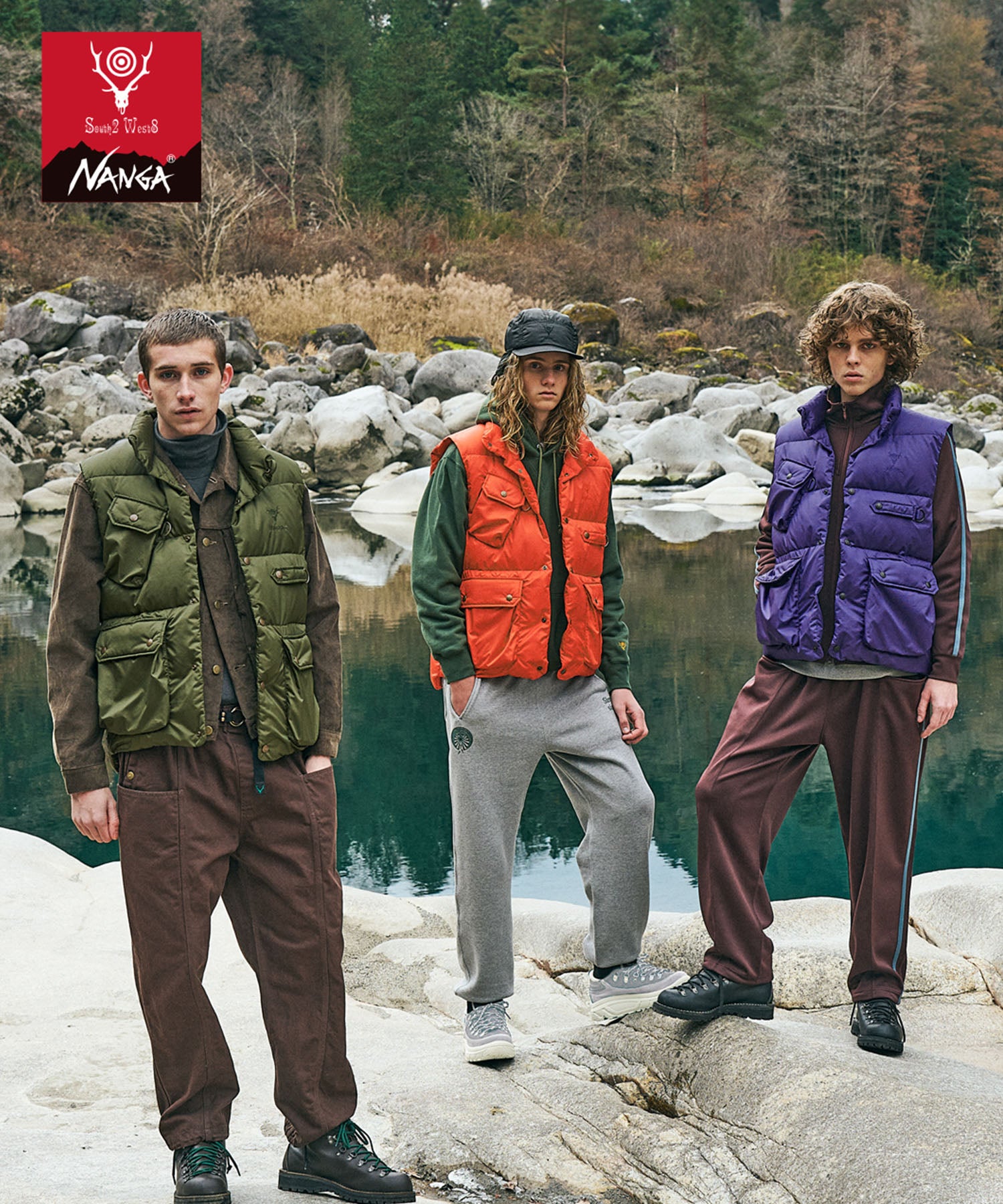 South2 West8 大判ブランケット South2 West8, Zipped Work Hoody - Wool Brushed