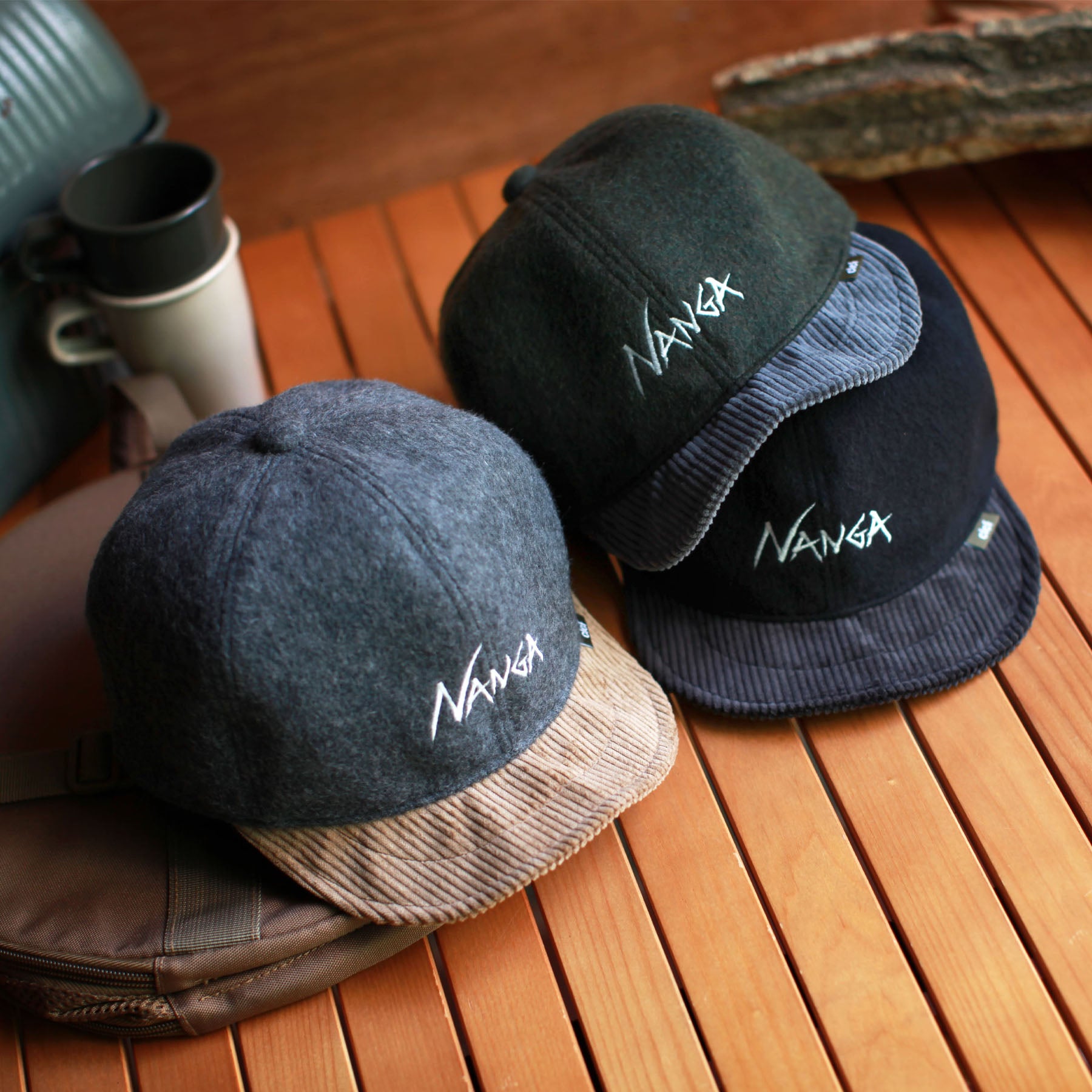 ナンガ クレ キャップ NANGA × Clef CORAL FLEECE WIRED B.CAP ブラック-