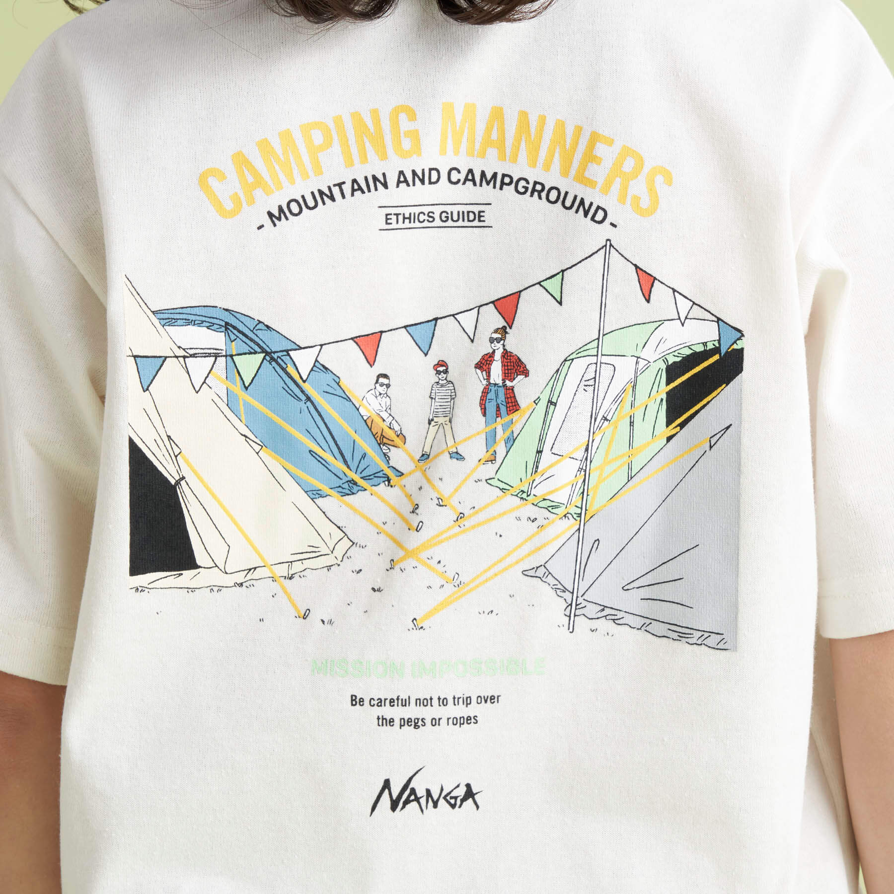 ECO HYBRID CAMPING MANNERS PEG&ROPE KIDS TEE / エコハイブリッド 