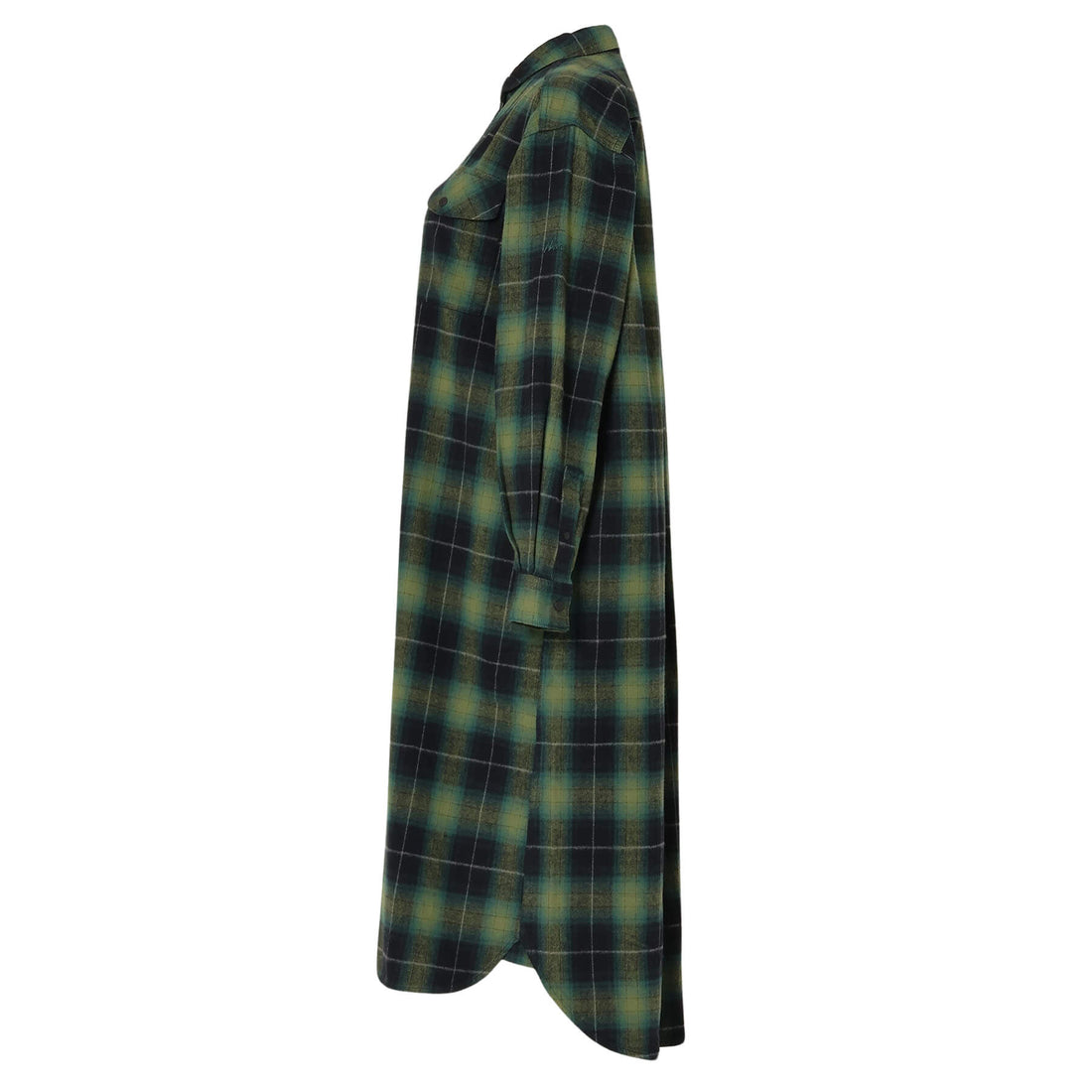 FADE PLAID CAMP SHIRT DRESS(WOMEN)