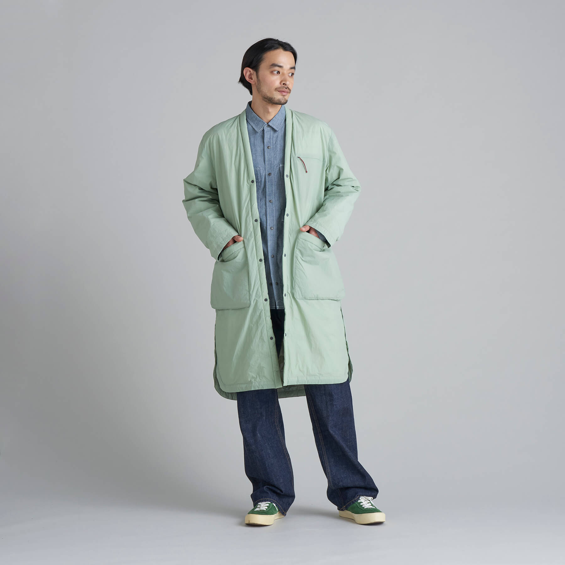 NO COLLAR SOFT DOWN COAT/ノーカラーソフトダウンコート(ユニセックス