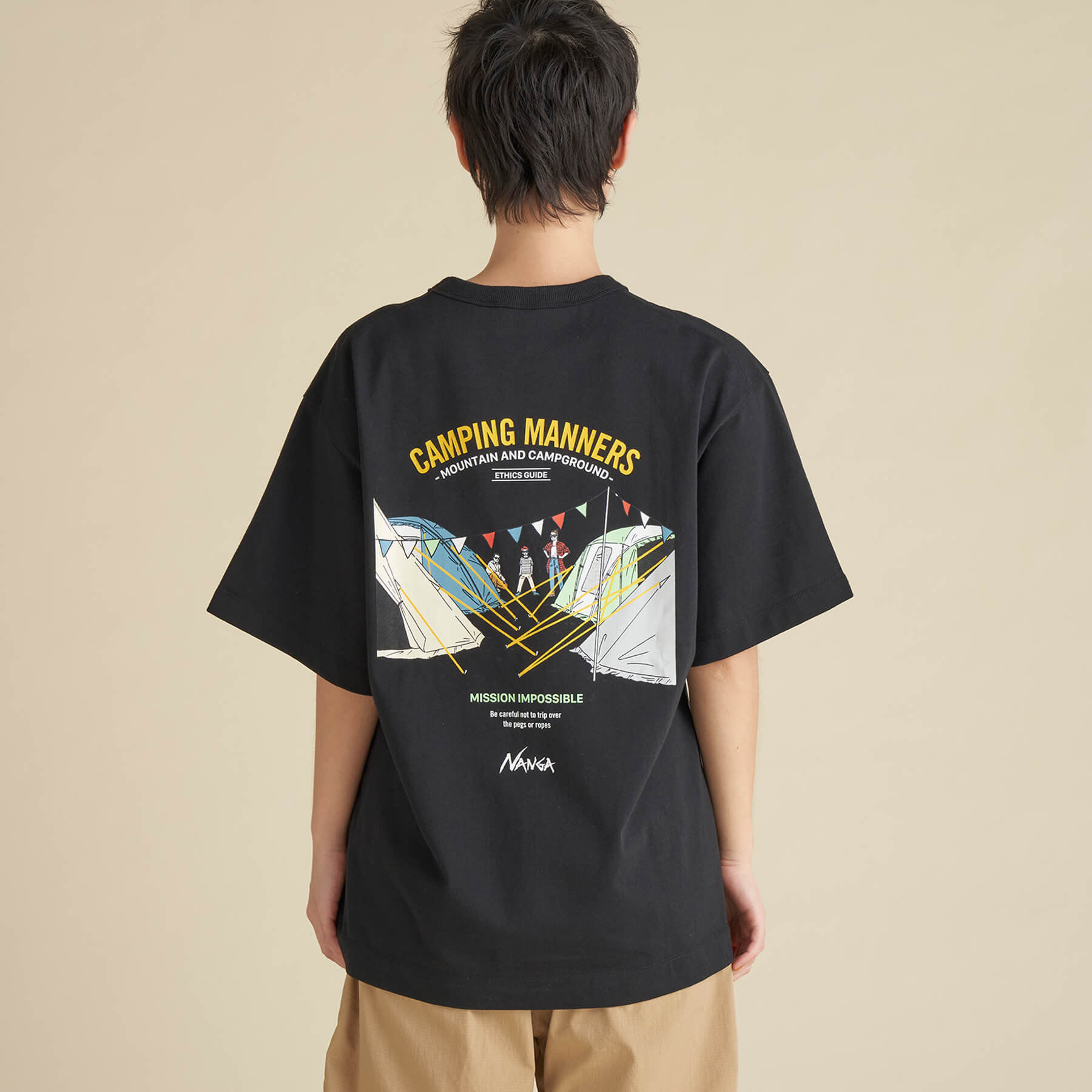 ECO HYBRID CAMPING MANNERS PEG&ROPE TEE(UNISEX) / エコハイブリッド 