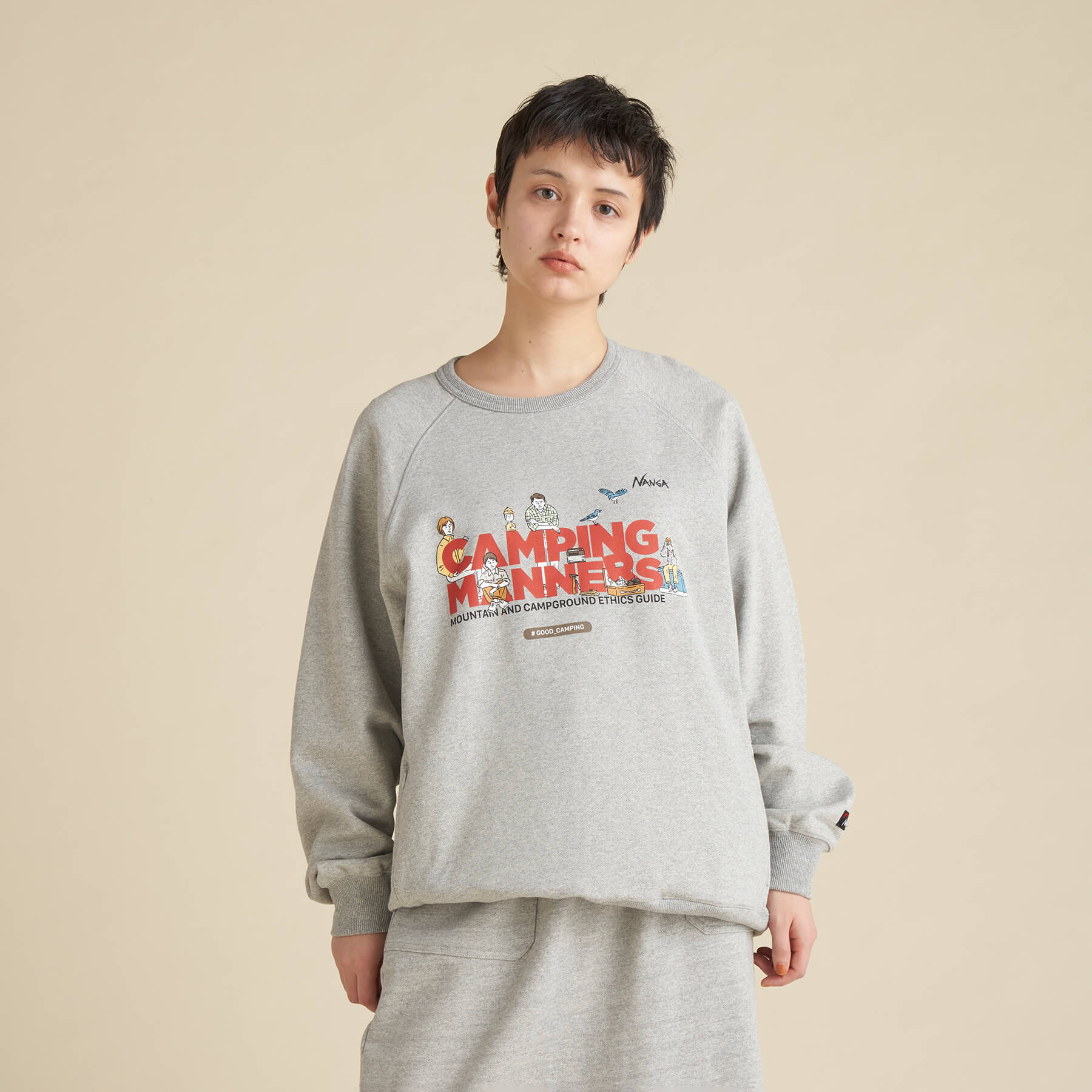 ECO HYBRID CAMPING MANNERS WILD ANIMALS SWEATSHIRT(UNISEX) / エコ