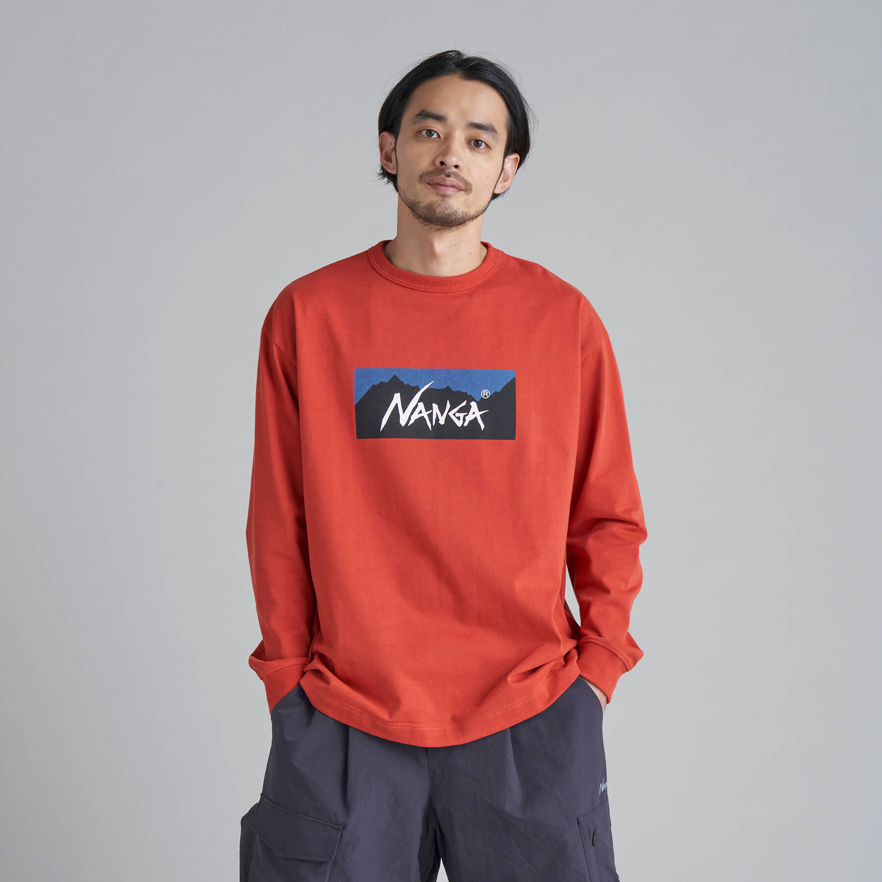 NANGA NY BOX LOGO L/S TEE / ナンガ ニューヨーク ボックスロゴ 