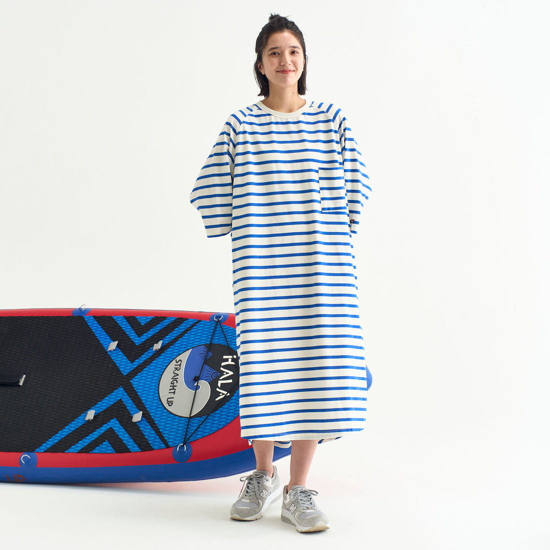 ECO HYBRID LOOSE FIT BORDER CUT ONE PIECE/エコハイブリッド ルーズフィット ボーダーカットワンピース (7695315239086)
