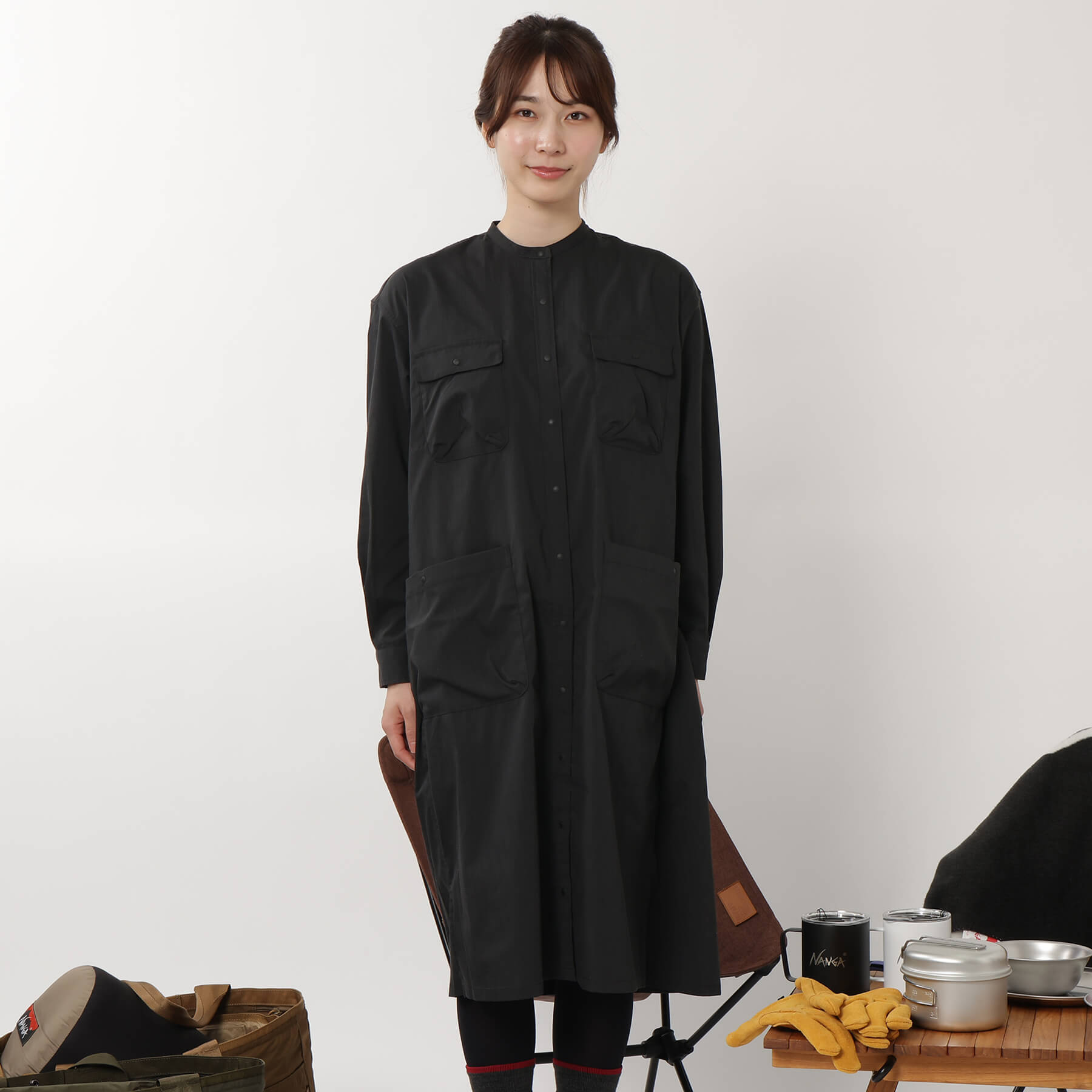 TAKIBI RIPSTOP CAMP SHIRT DRESS / タキビリップストップキャンプ