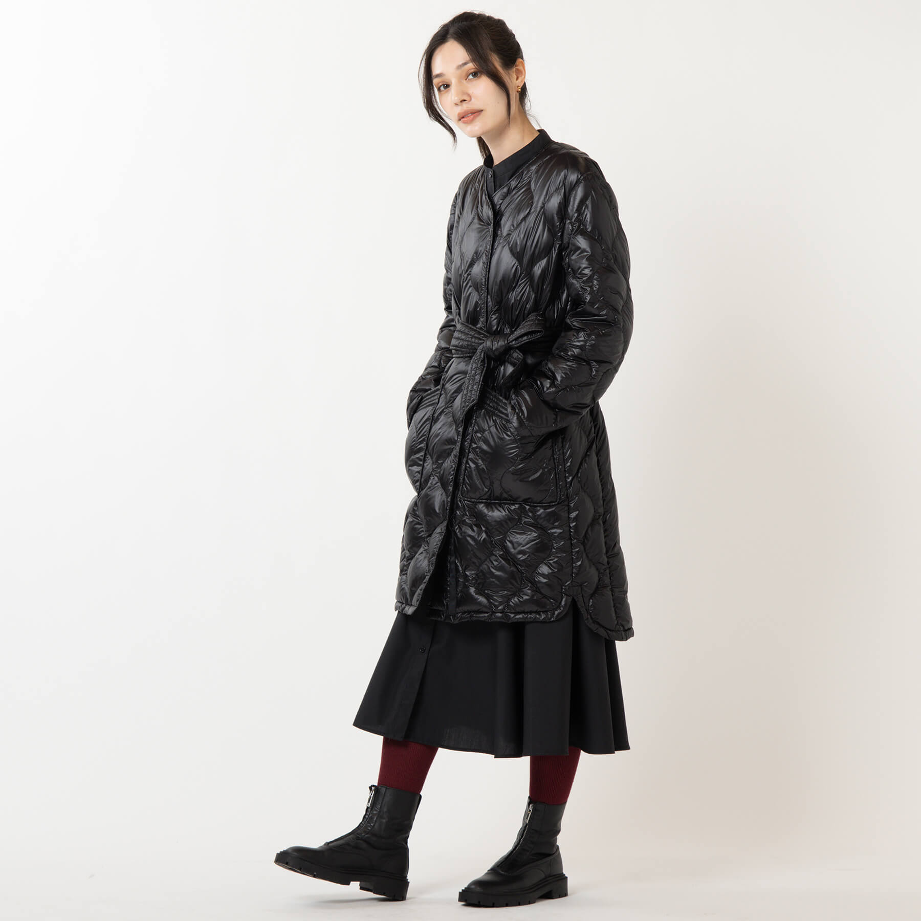 ONION QUILT NO COLLAR DOWN HALF COAT / オニオンキルトノーカラー