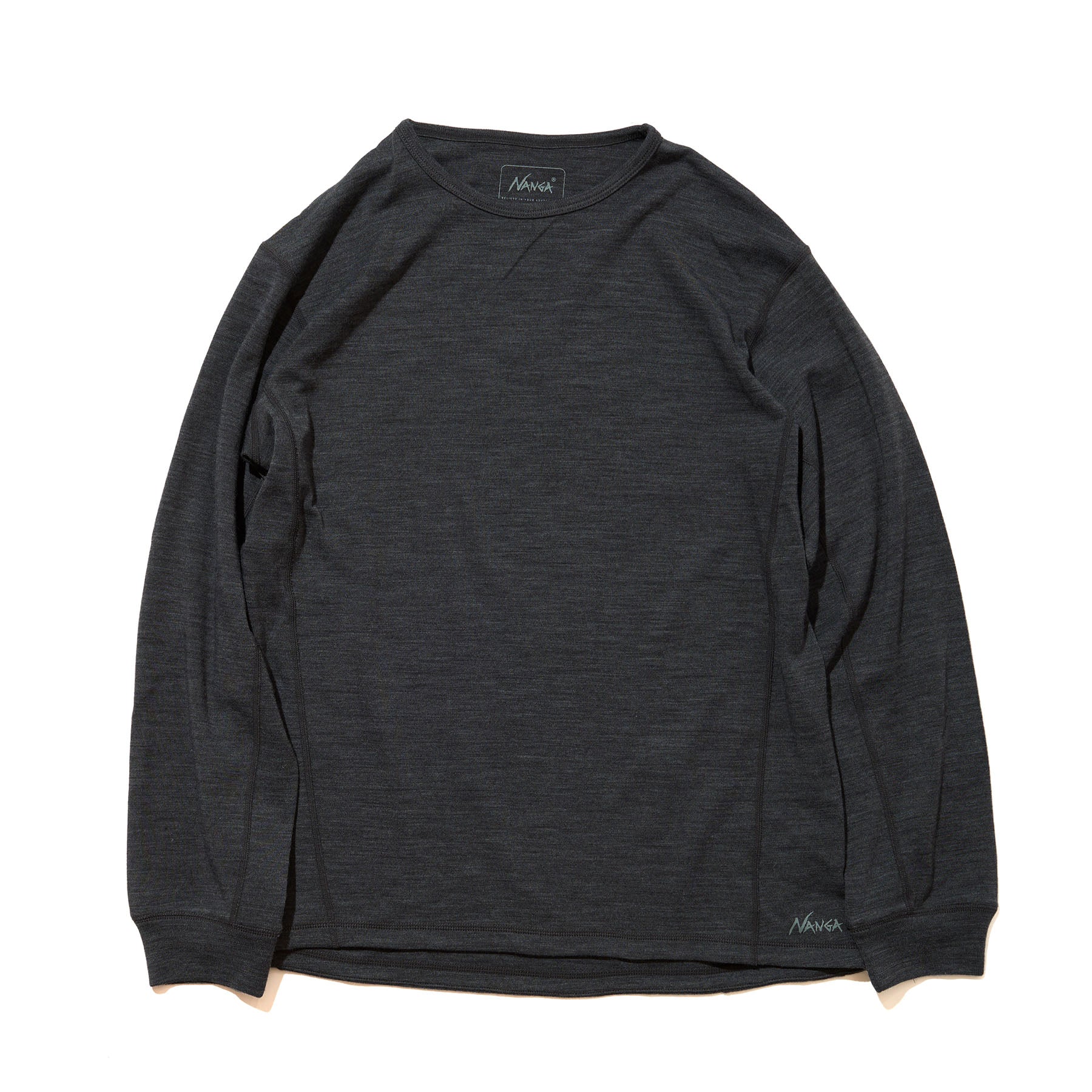 ナンガ メリノウールベースレイヤーロングスリーブトップ (メンズ) L ブラック #N1MPBKG5 Merino Wool BASE Layer L/S