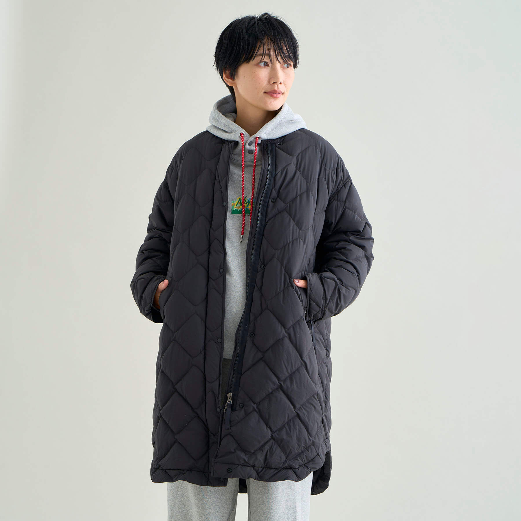 RIB COLLAR QUILTED DOWN COAT W(WOMEN)