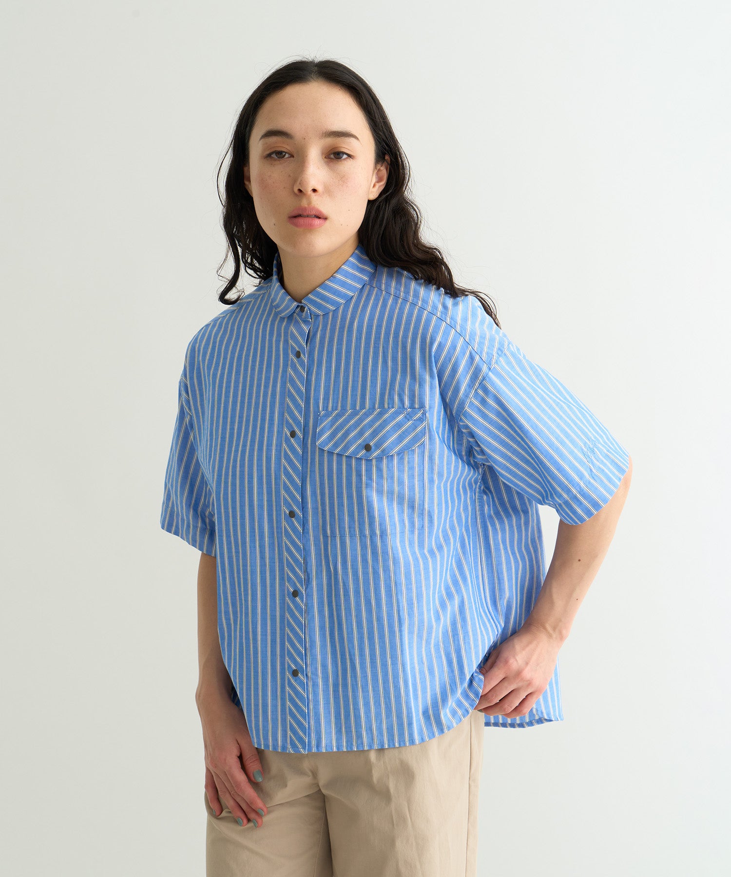 ナンガ シャツ スプリングストライプシャツ SPRING STRIPE SHIRT W N2501-1J508B レディース NANGA 25SS SPECIAL PRICE】スプリングストライプシャツ (ウィメンズ