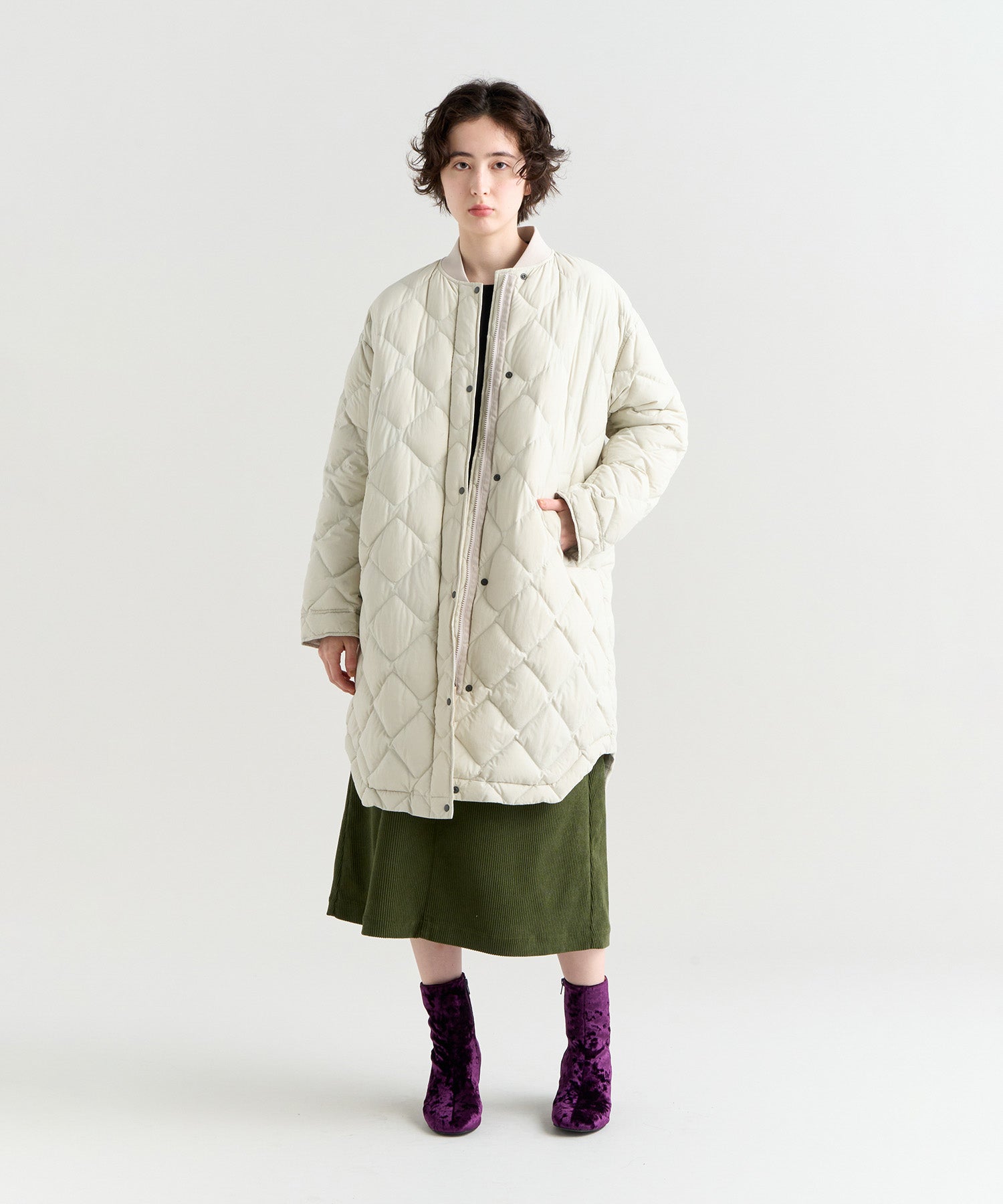 【新品タグ付】cloud nine pure... ノーカラーキルティングコート 新品タグ付】cloud nine pure ノーカラーキルティングコート レディース