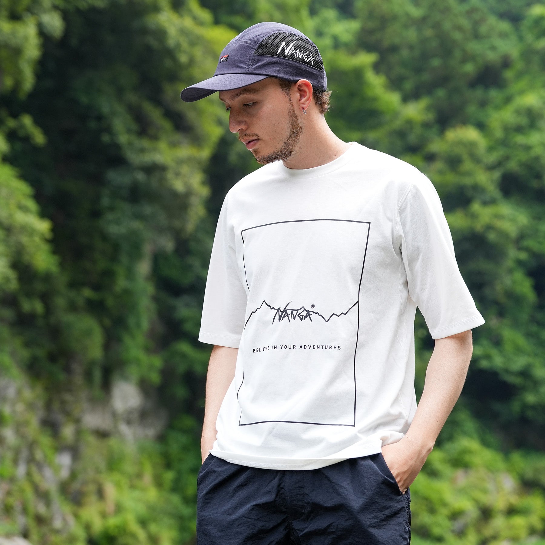 DRY MIX FRAME LOGO TEE/ドライミックス フレームロゴティー – NANGA