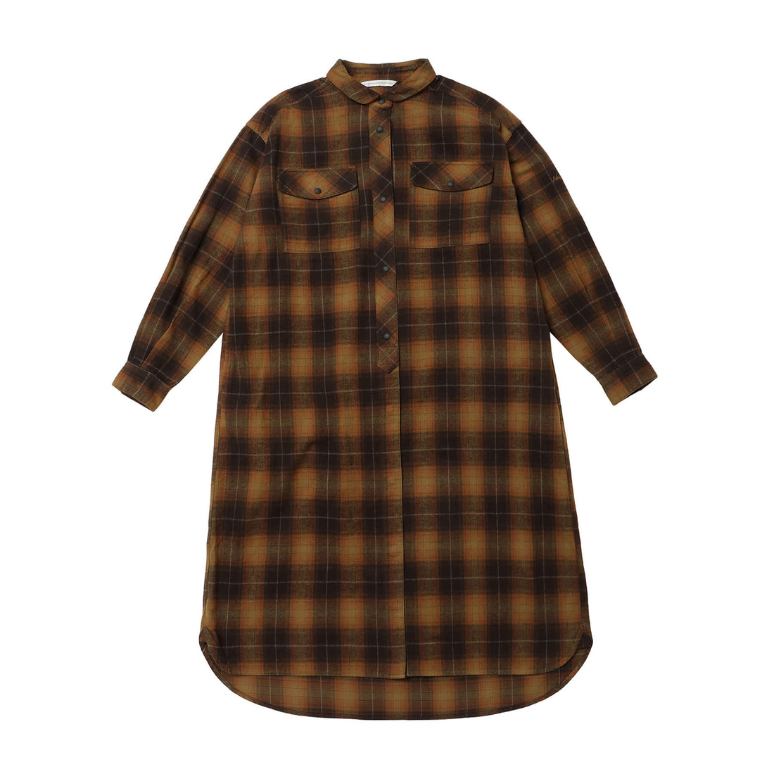 FADE PLAID CAMP SHIRT DRESS(WOMEN)