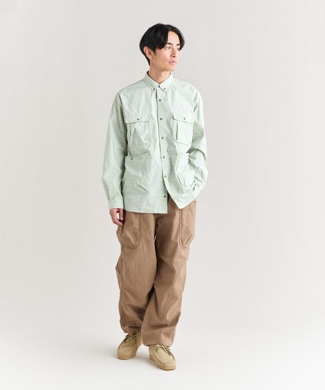 ミニプレイド キャンプシャツ