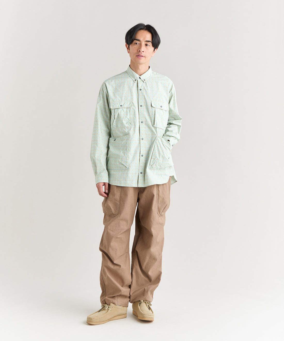 ミニプレイド キャンプシャツ