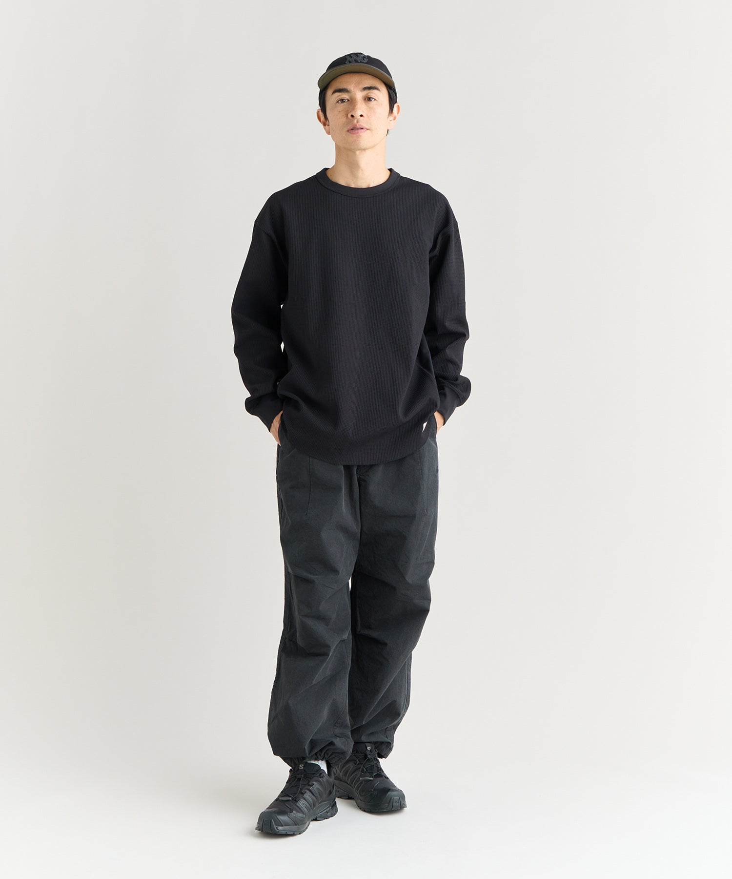 【新品】ウエストベルトワッフルロングスリーブtee T/C WAFFLE LONG SLEEVE TEE：ワッフル ロングスリーブTEE（Tシャツ