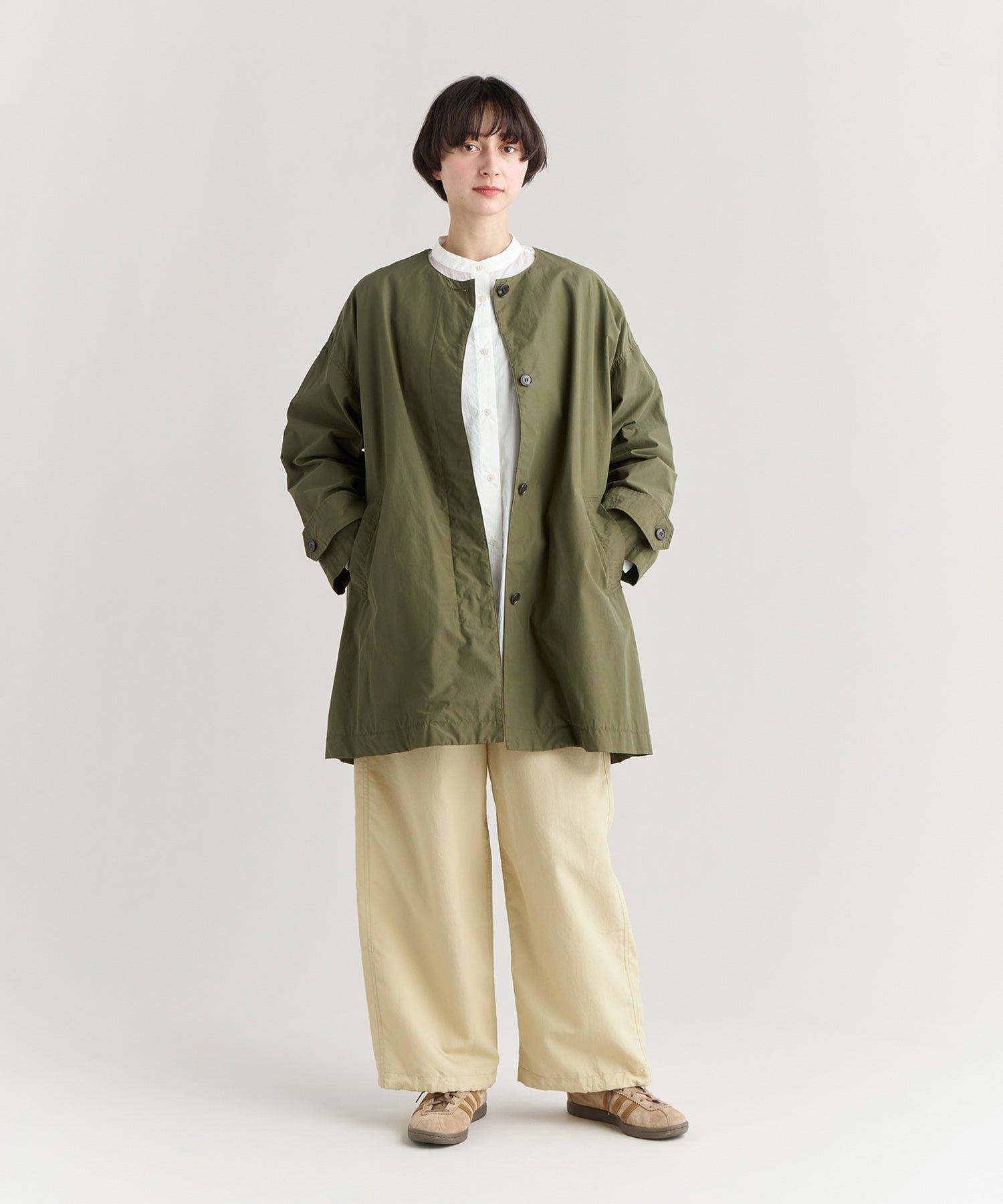 ナイロンコットンポプリン ノーカラーコート（ウィメンズ） – NANGA