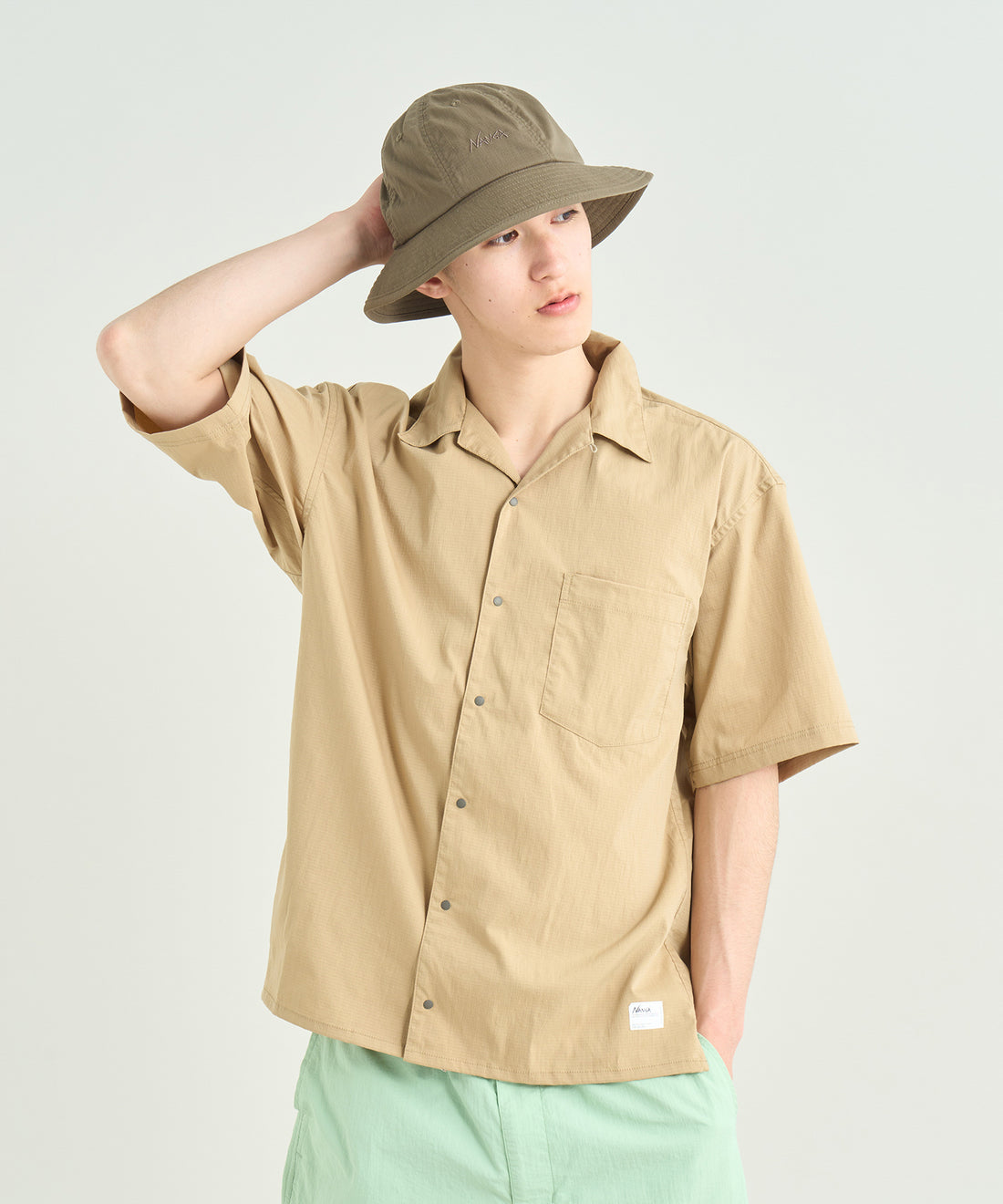 ヒノックリップストップ オープンカラー ショートスリーブシャツ