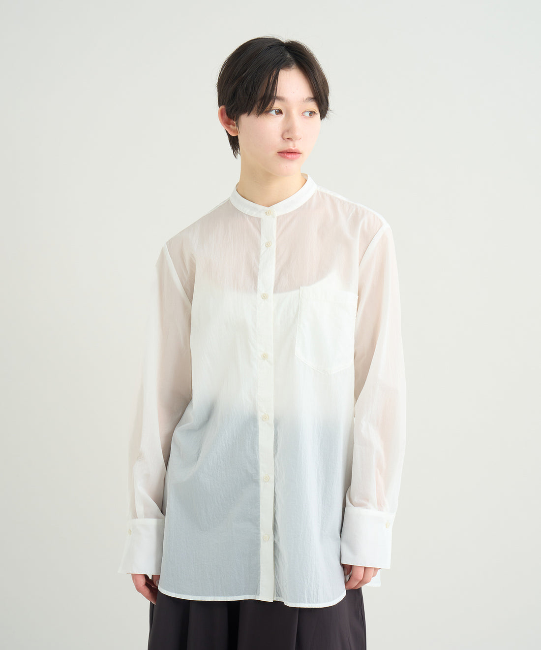 シアーバンドカラーシャツ （ウィメンズ）