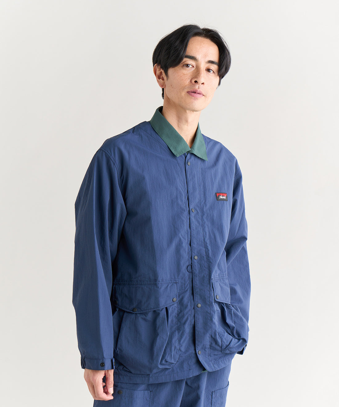 ナイロンタッサー ノーカラージャケット